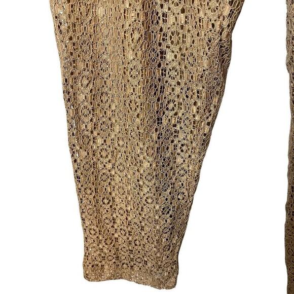 Chicos Womens Lace Overlay Lined Pull On Tapered Leg Tan Beige Pants Ankle 2 / L - Picture 7 of 16